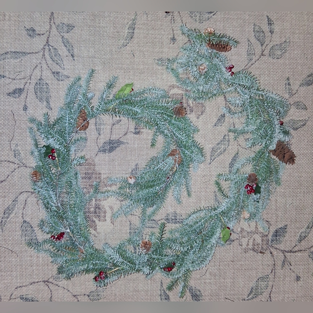 6' Frosted Faux Garland W/Red Berries & Pinecones